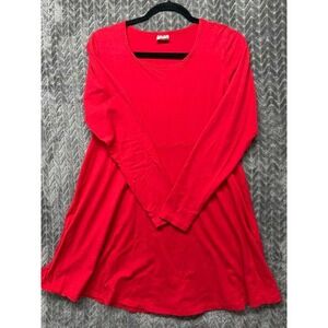 CMC Red Long Sleeve Babydoll Mini Dress Scoop Neck Empire Waist Small 0476